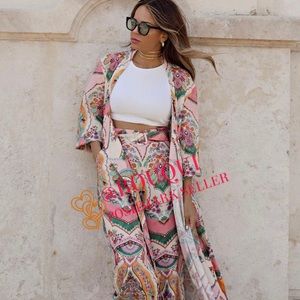 BLOGGERS FAV ZARA MULTICOLORED PRINTED WRAP KIMONO DRESS